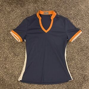Callaway Navy and Orange Short Sleeve Top